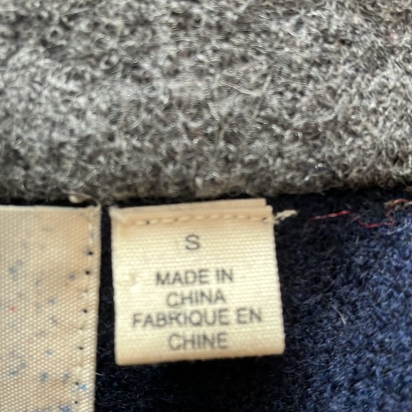 Anthropologie Small  Rosie Neira gray & navy wool sweater w/tie to front/back - Picture 13 of 16